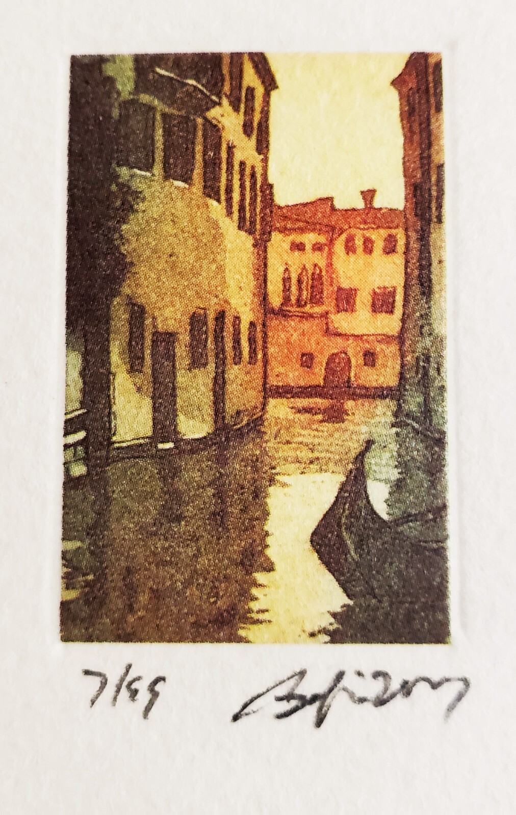 CHIARA CADORE Original Miniature Color Etching SIGNED Ltd. VENICE FRAMED