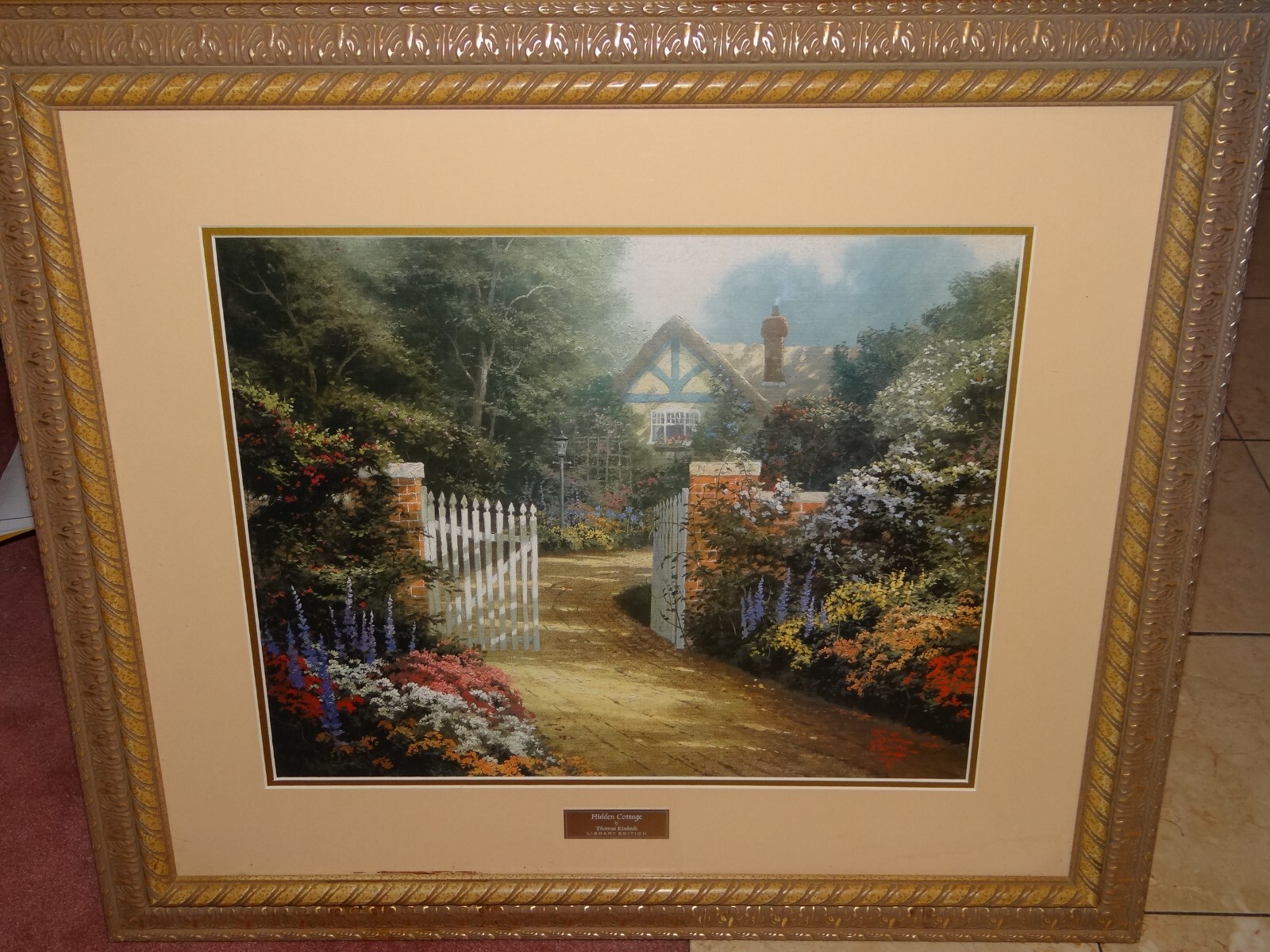 Thomas Kinkade Library Edition ‘Hidden Cottage’ Framed 30.5×26.5″