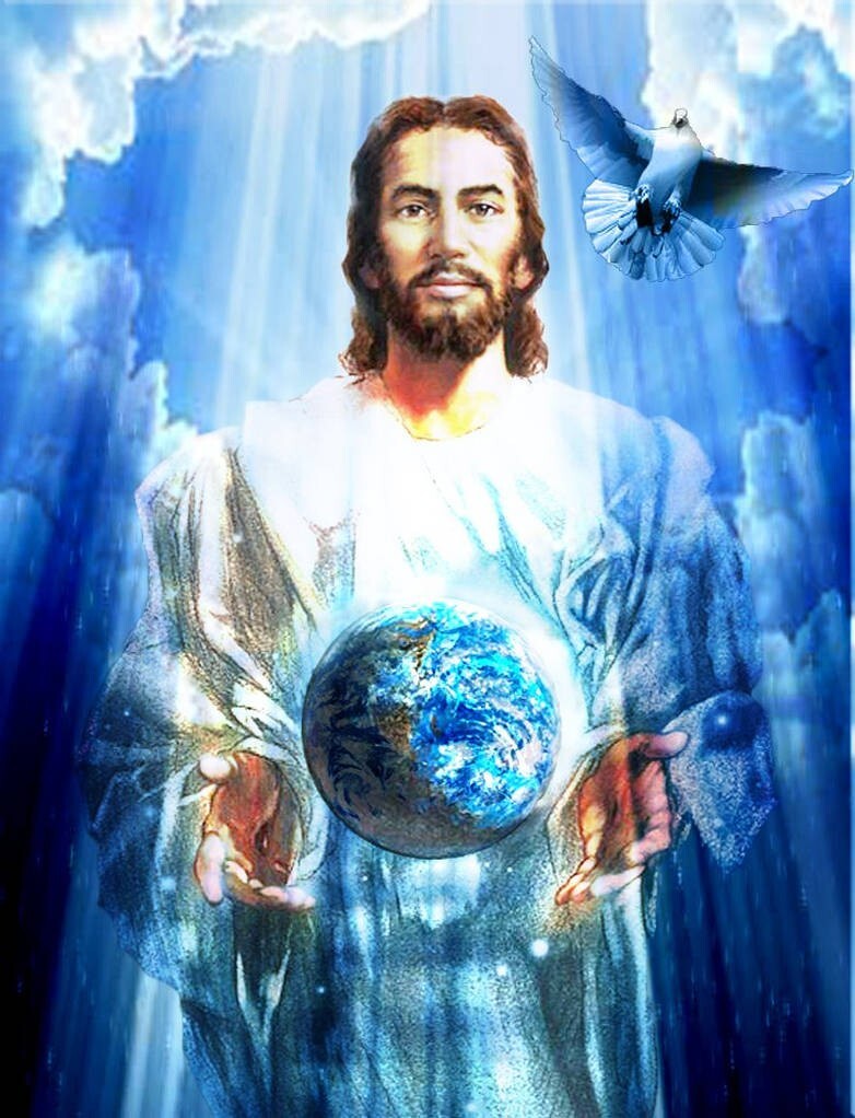 JESUS holding the Earth 8 x 10″ ULTRA PREMIUM GLOSSY PRINT ready to be framed