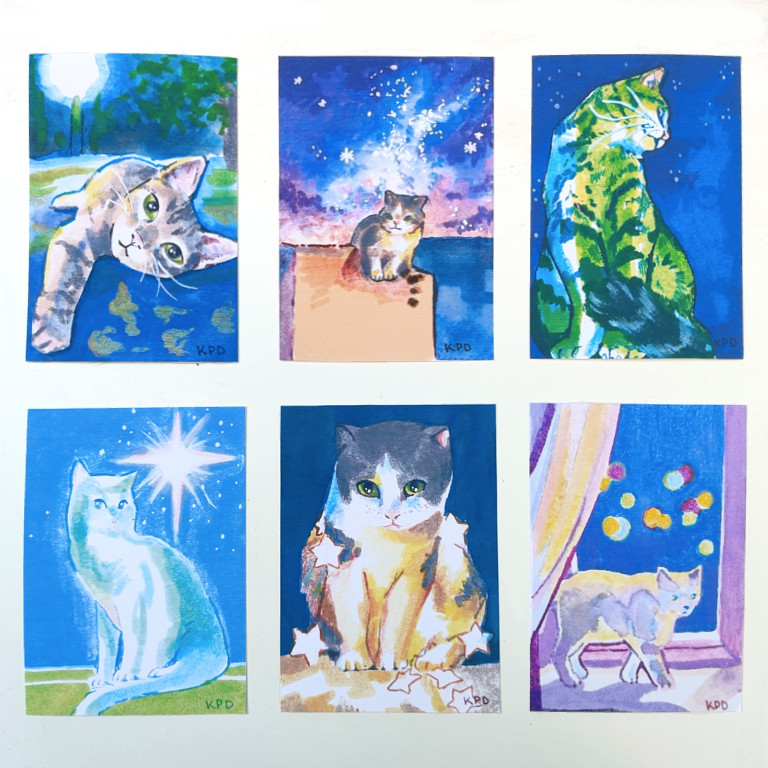 ACEO *Print* Bundle – Cat Art – Choice of Series – kapowdraws KPD