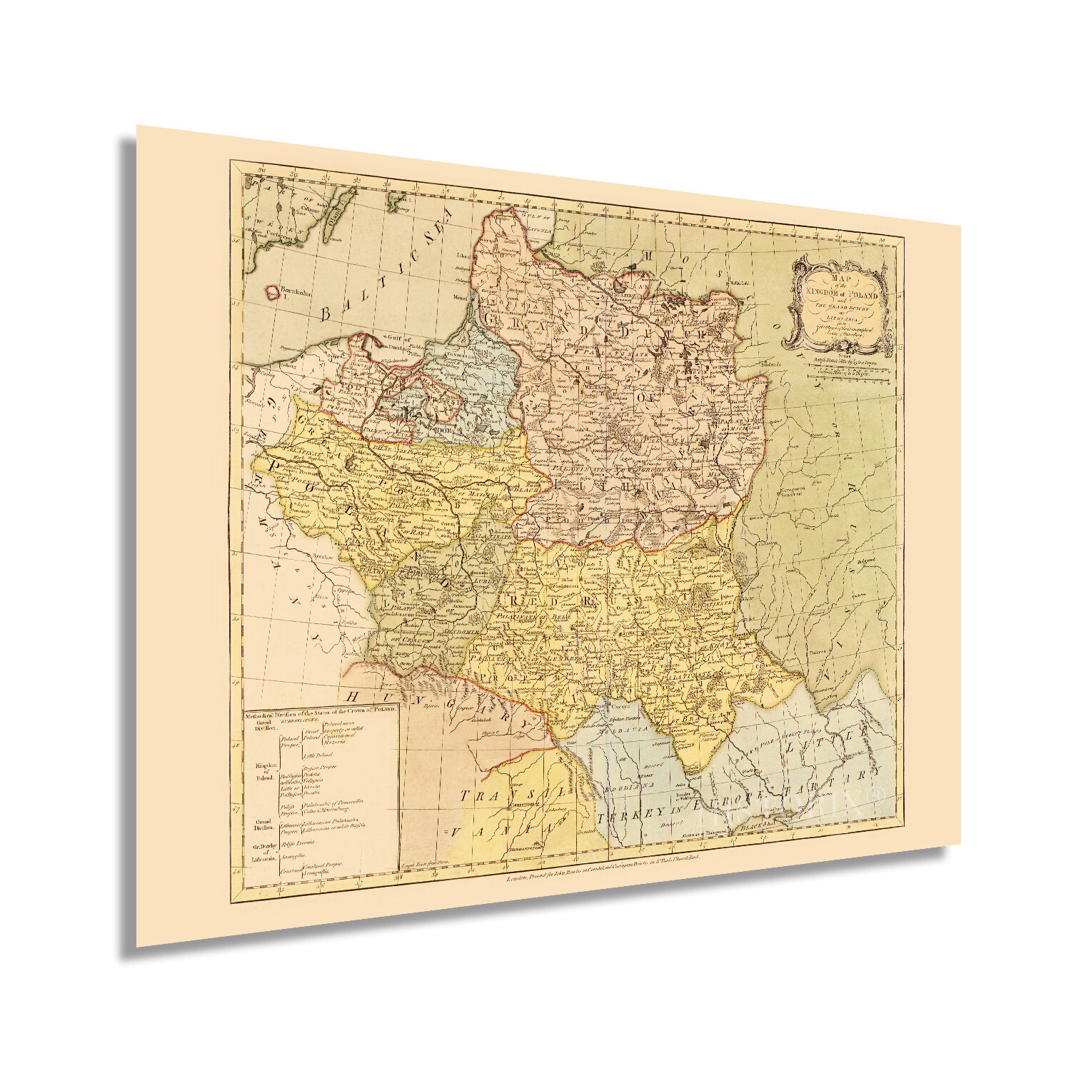 1770 Poland and Lithuania Map Poster – Vintage Poland & Lithuania Wall Art Decor