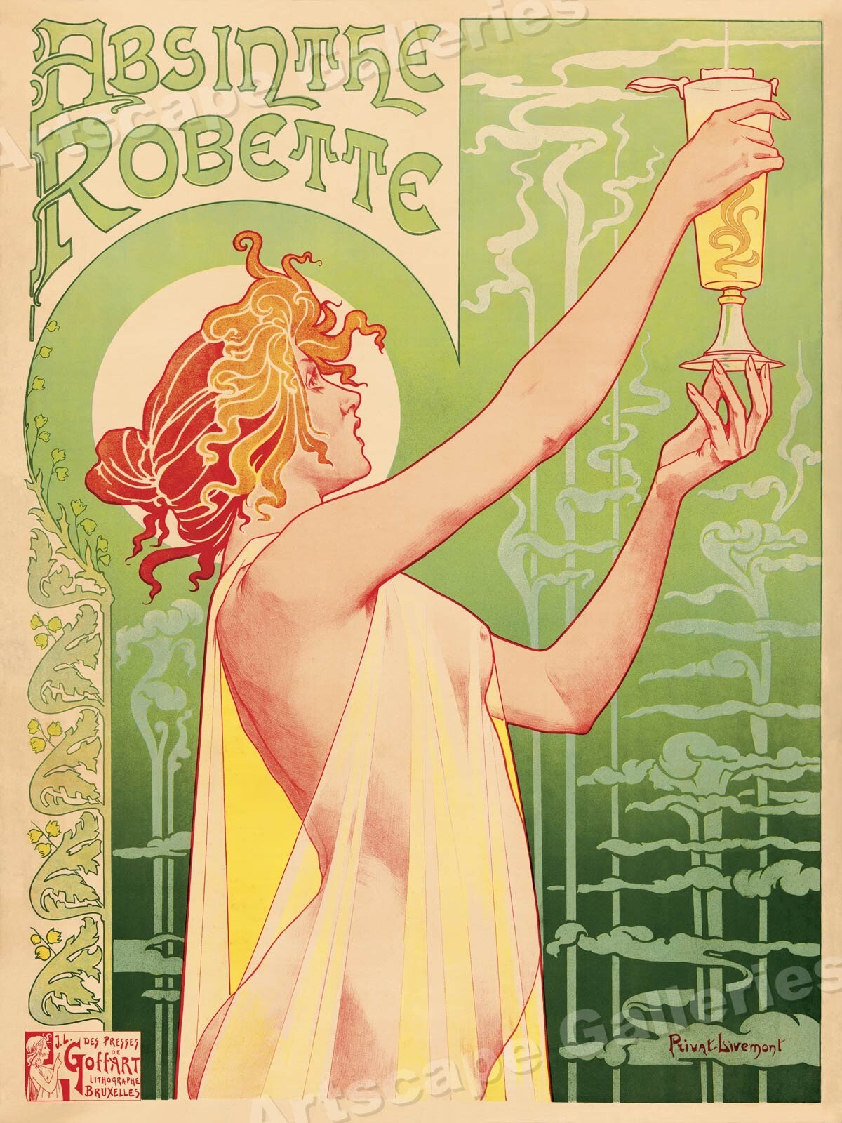 Absinthe Robette Classic 1896 Drinking Art Nouveau Poster Livemont – 20×28