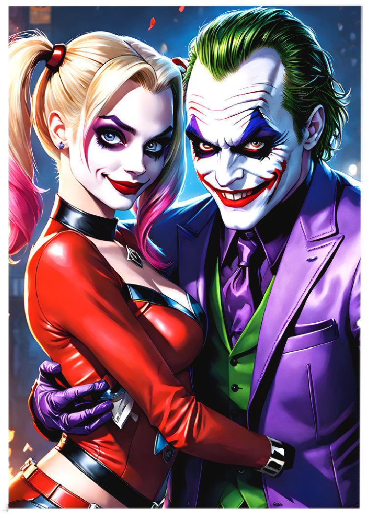 THE JOKER & HARLEY QUINN * Fun Novelty * SUPERHERO * Art Card * ATC ACEO