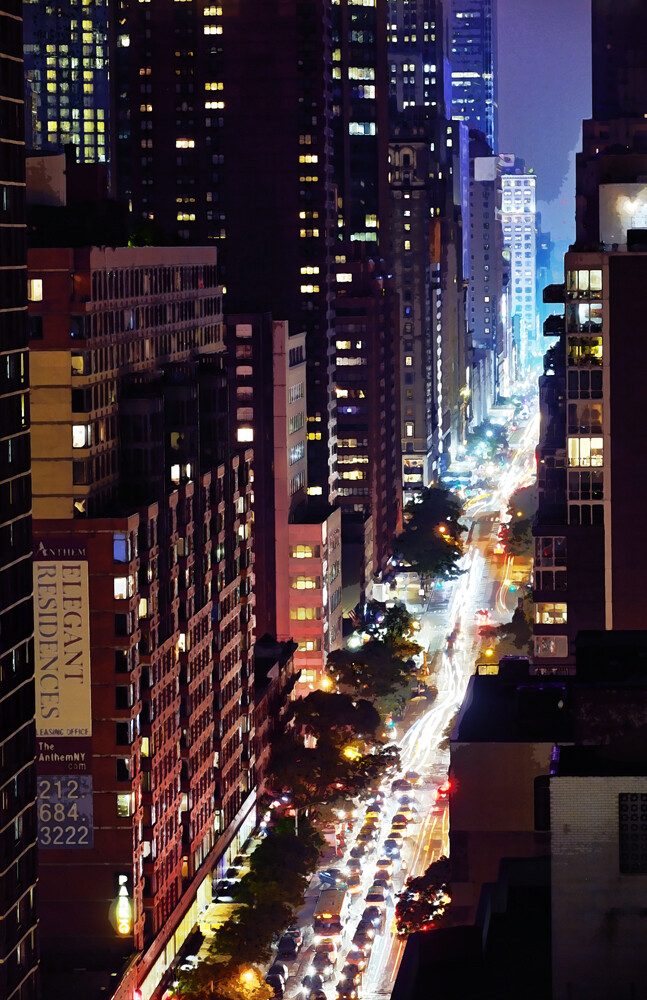 New York City at Night Digital Art Print 11″ x 17″