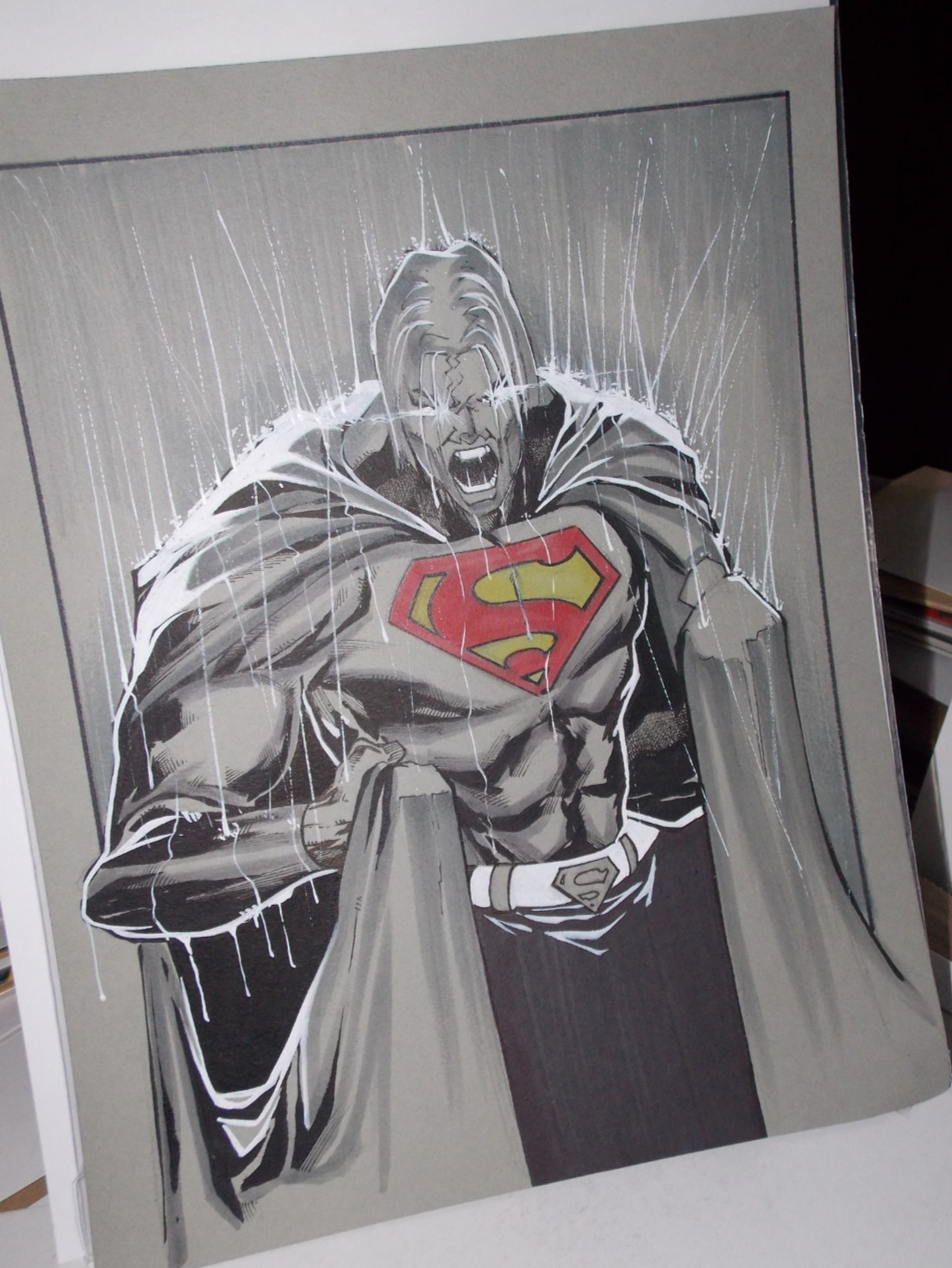Comics Art sketch in ink by Ernest McClendon 11 “x 14” SUPERMAN on tone paper