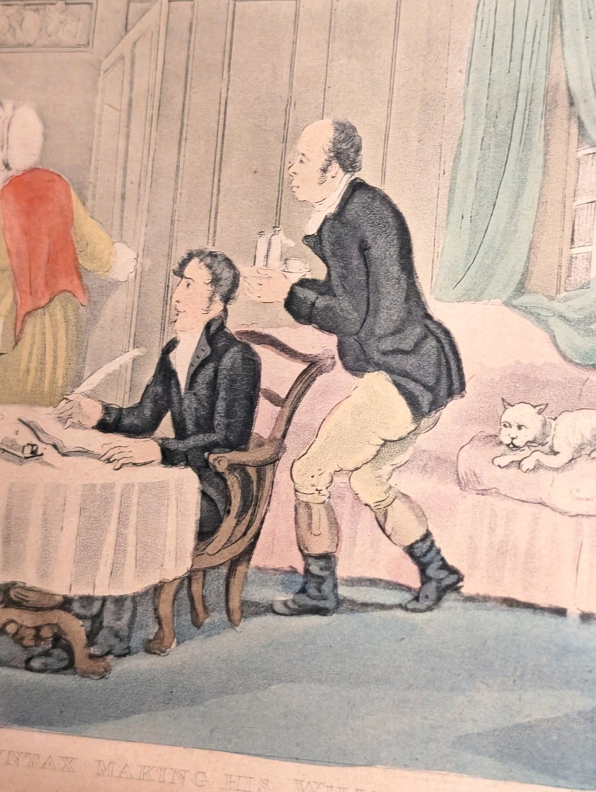Pair of Antique 1820s Thomas Rowlandson Hand-Colored Etchings – Dr. Syntax Print