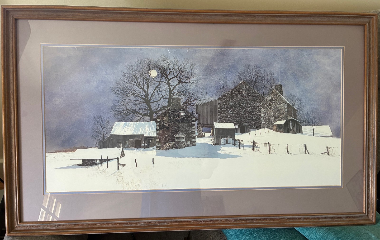 SIGNED PETER SCULTHORPE HILLTOP FARM – MATTED FRAMED GLASS 42″ x 25″ – CLASSIC!
