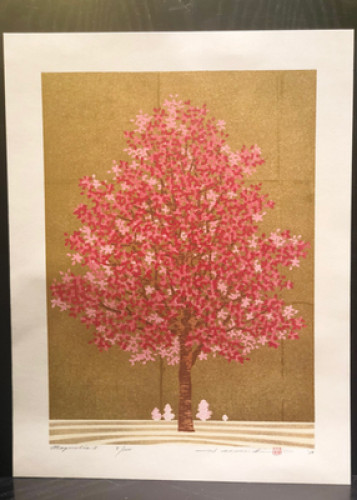 Hajime Namiki Wood Block Print Magnolia 3 Limited to 200 Japan 45x34cm 2018