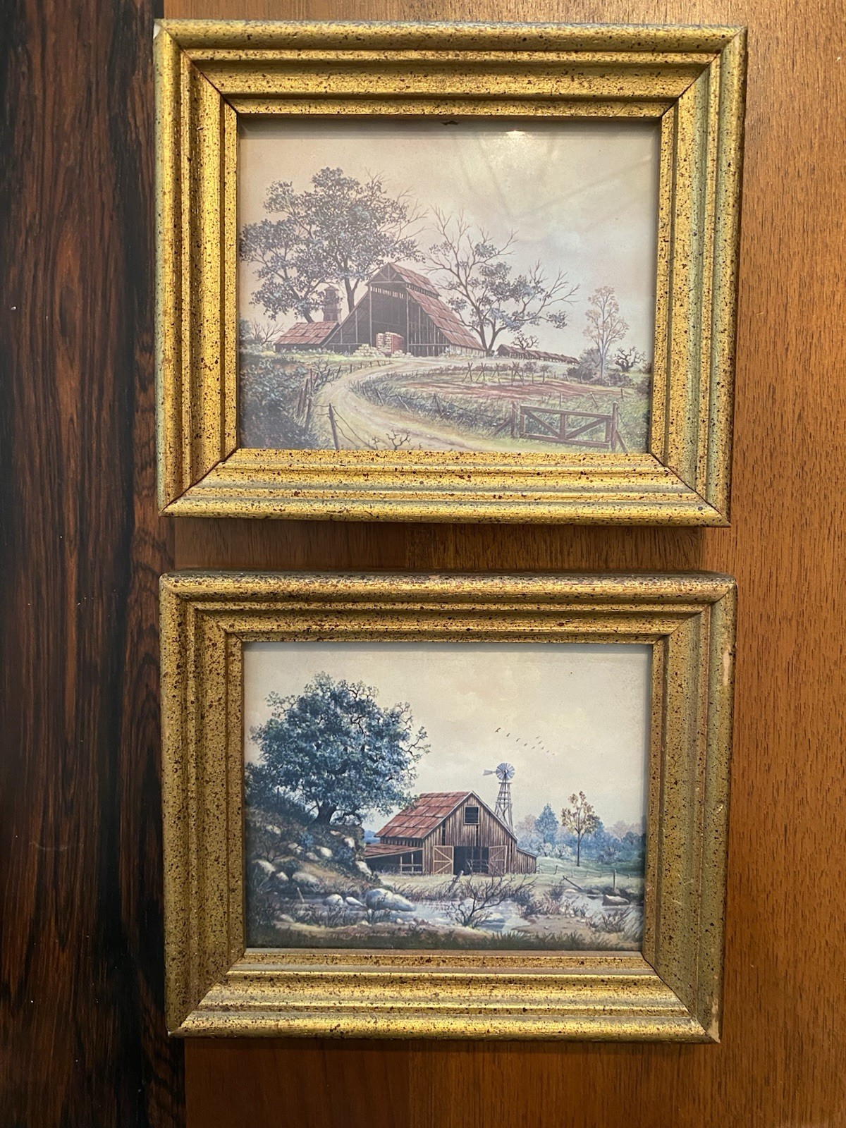 Vintage Mini matching set of idyllic farm scenes Framed