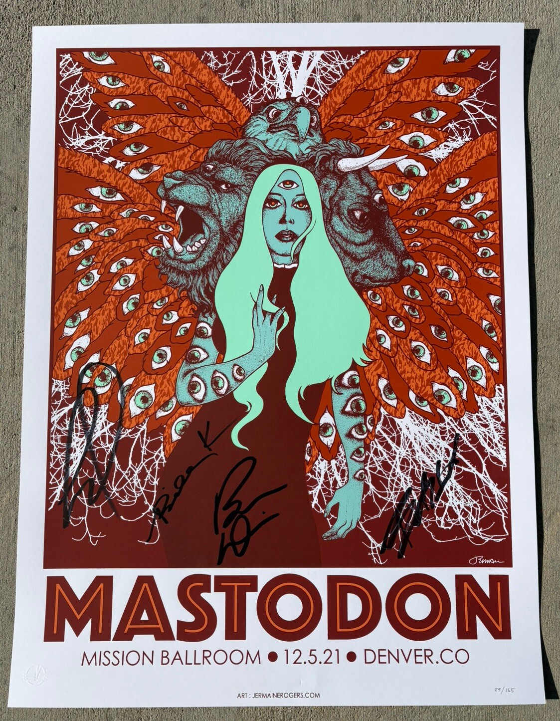 MASTODON Mission – Denver, Colorado Autographed / Signed Jermaine Rogers Poster