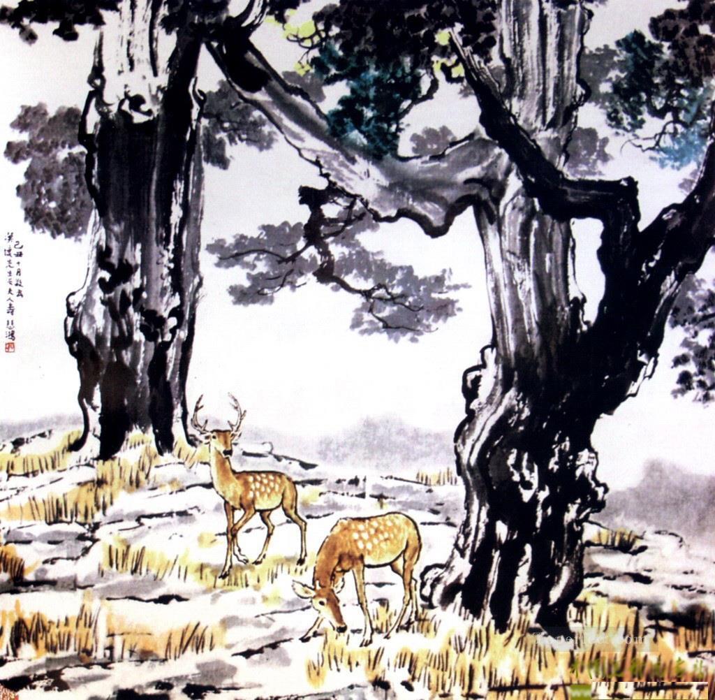 Xu Beihong Deer 1930 17″x 22″ Archival Art Print