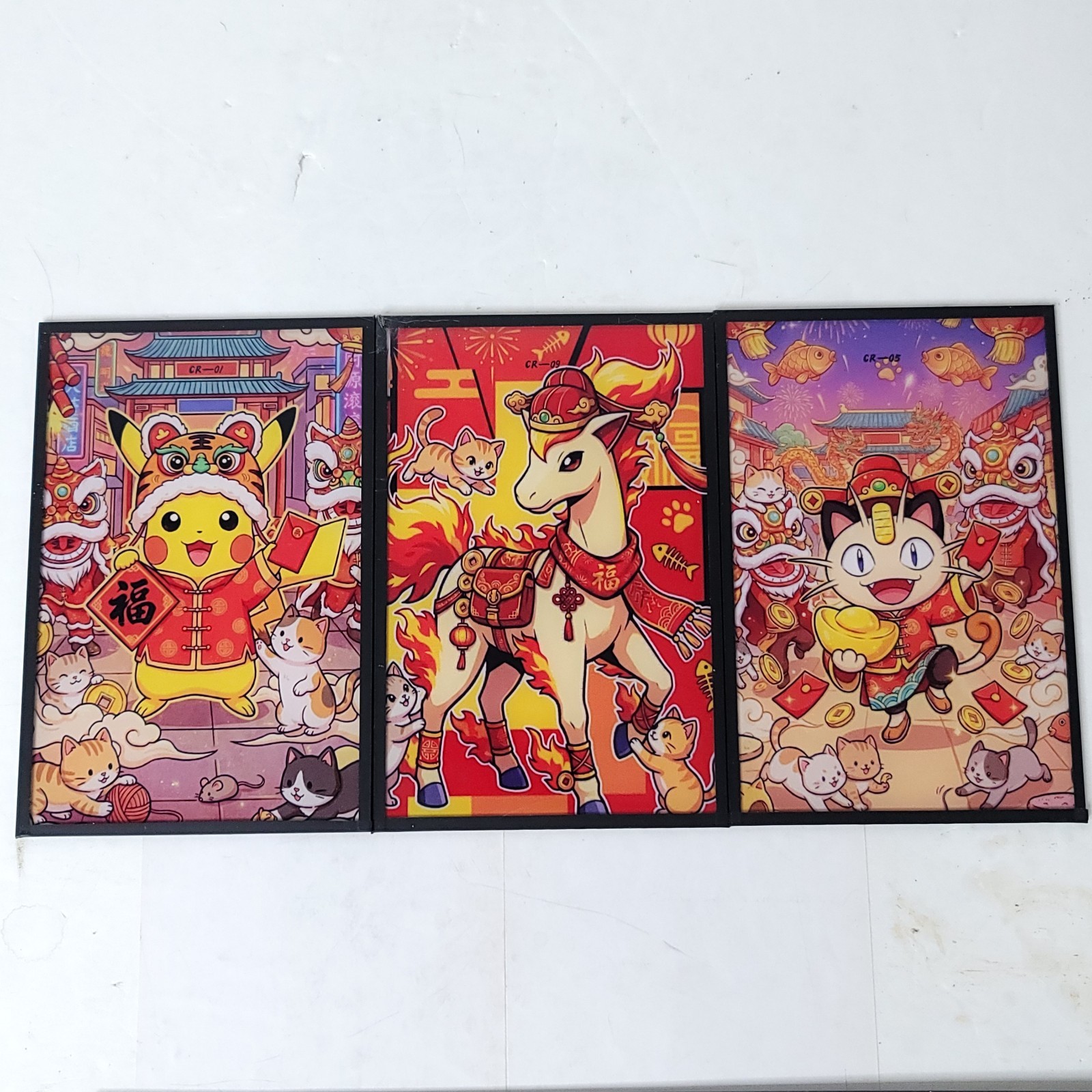 Pokemon Meowth Pikachu Neko Cats Card Anime Art Oversized Board A6 Lot of 3
