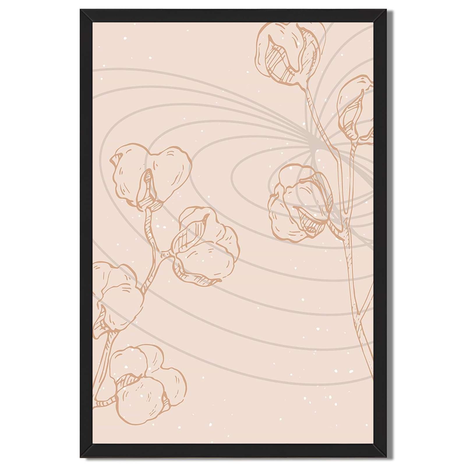 Minimalist Cotton Floral Framed Canvas Print Elegant Wall Decor Art