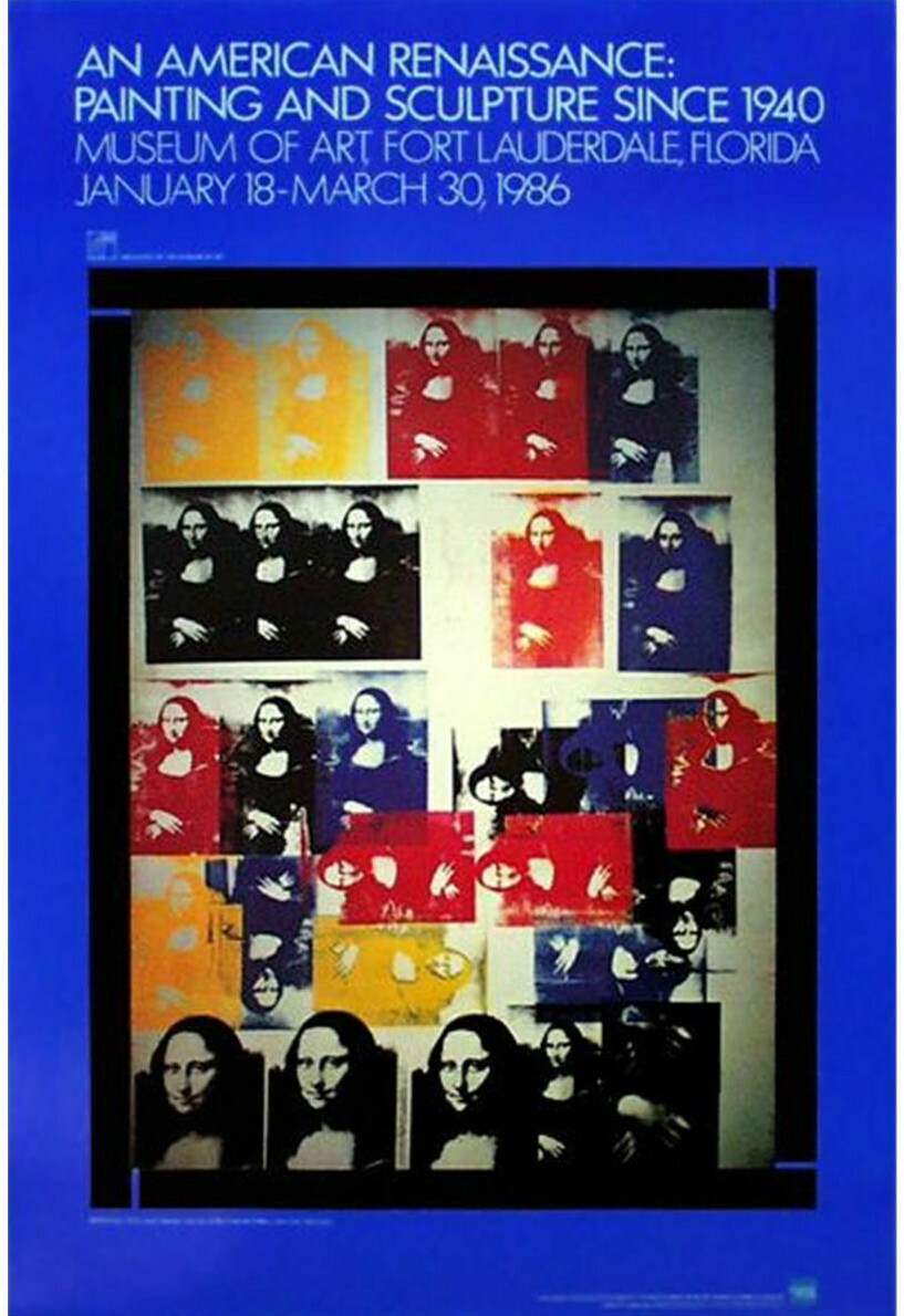 Mona Lisa 1963 by Andy Warhol Art Print Florida 1986 Museum Exhibit Poster 24×36