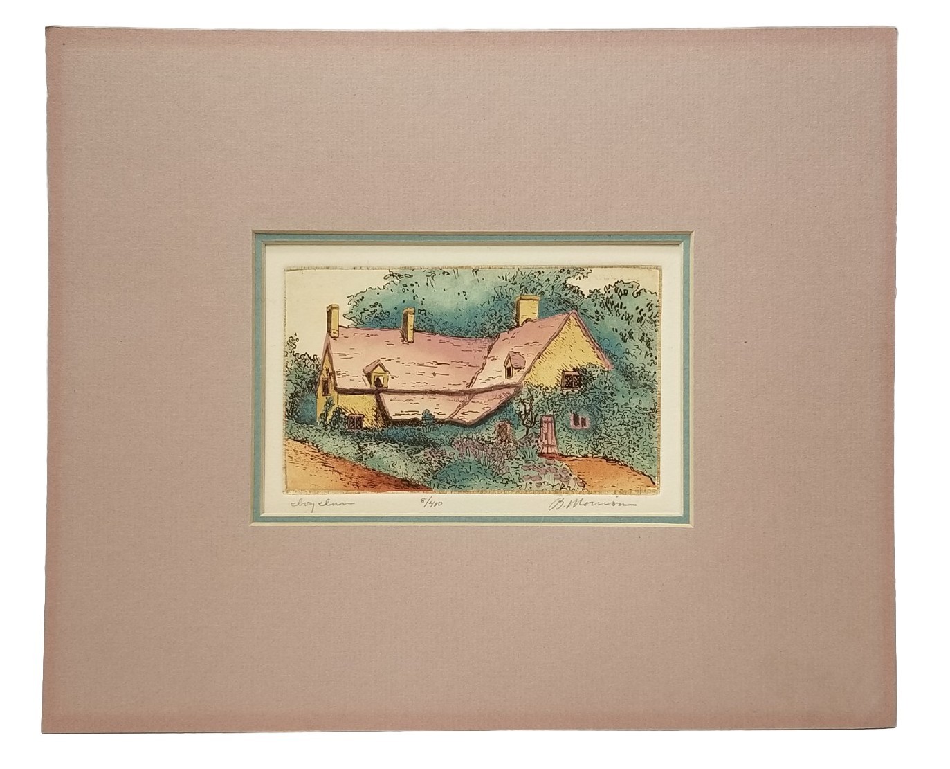 Ivy Inn Cottage Lithograph Signed B Morrison Numbered Low 8/400 Matted Only