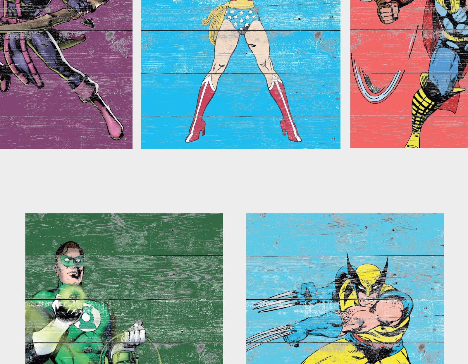 Retro Superheroes Art Print Set of 5 8×10″ Vintage Wonder Woman Thor Wolverine