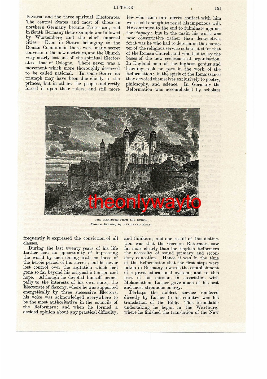 The Wartburg From The North, Germany, Book Illustration (Print), 1884
