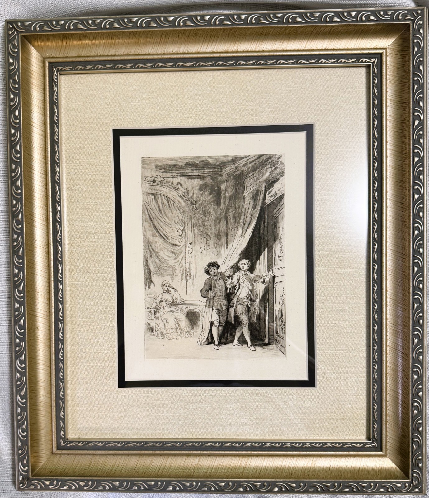 Fragonard The Magnificent 1883 Etching by Adolphe Martial Potemont Framed