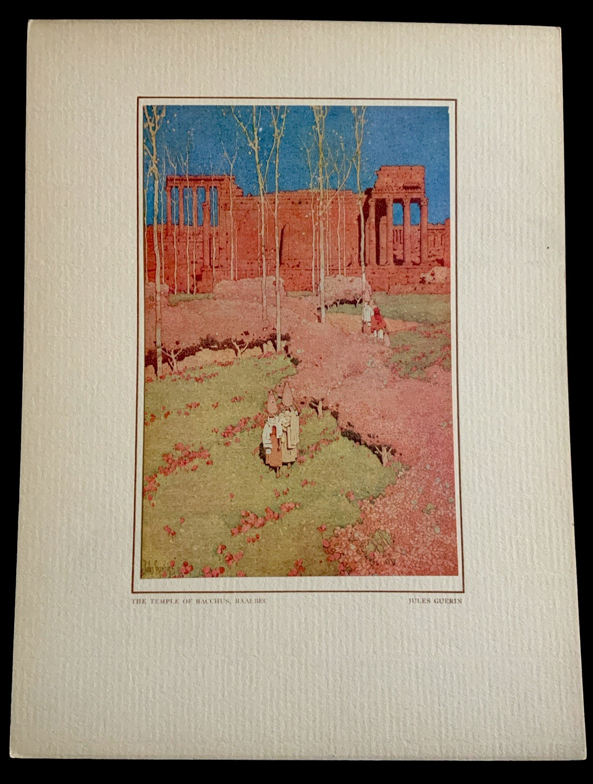 Jules Guerin “Temple Of Bacchus” Origl Print 1912 Jansen Folio 11 3/8x 8 1/2