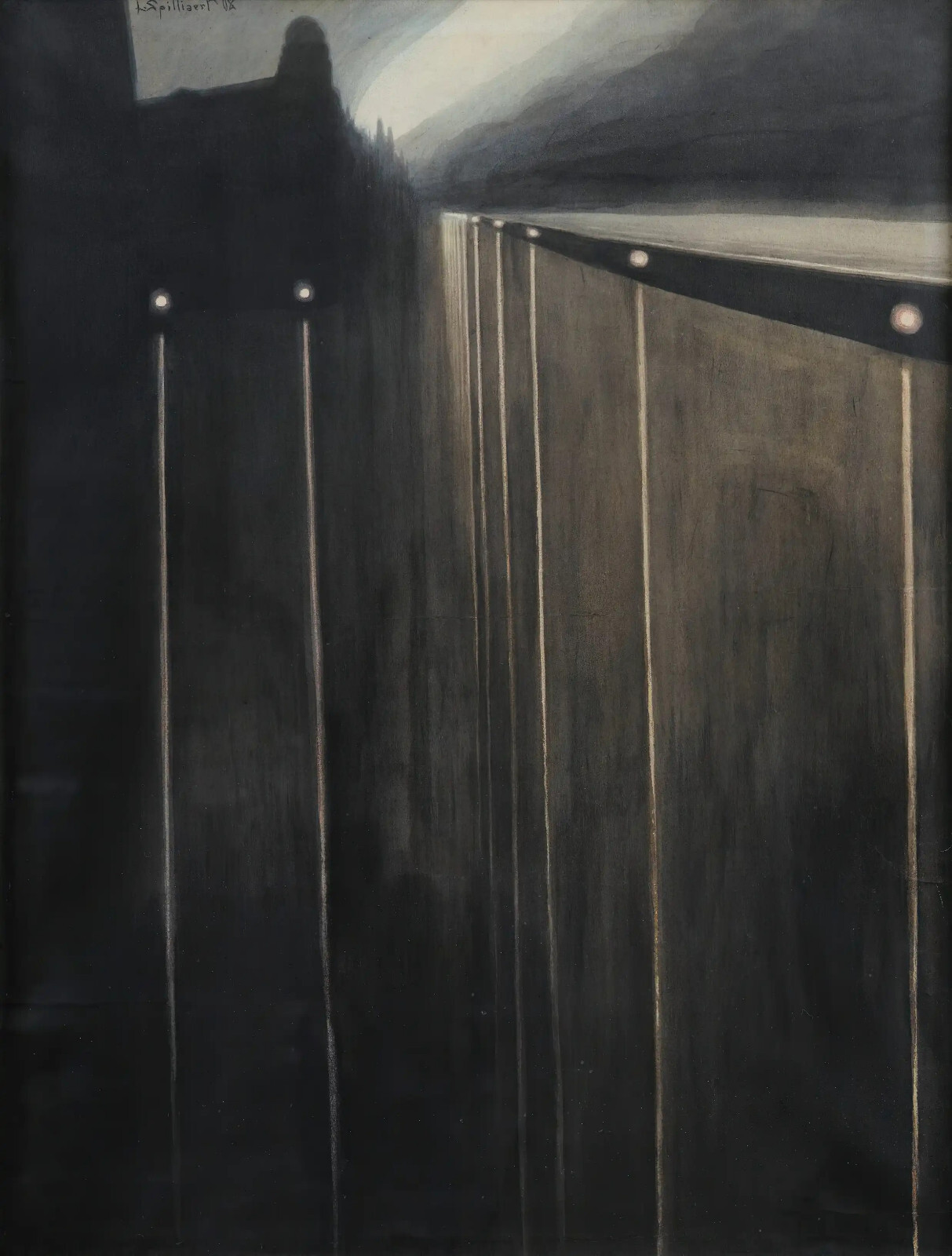 Léon Spilliaert – Ostend Sea Wall with Street Lights (1908) -17″ x 22″ Art Print