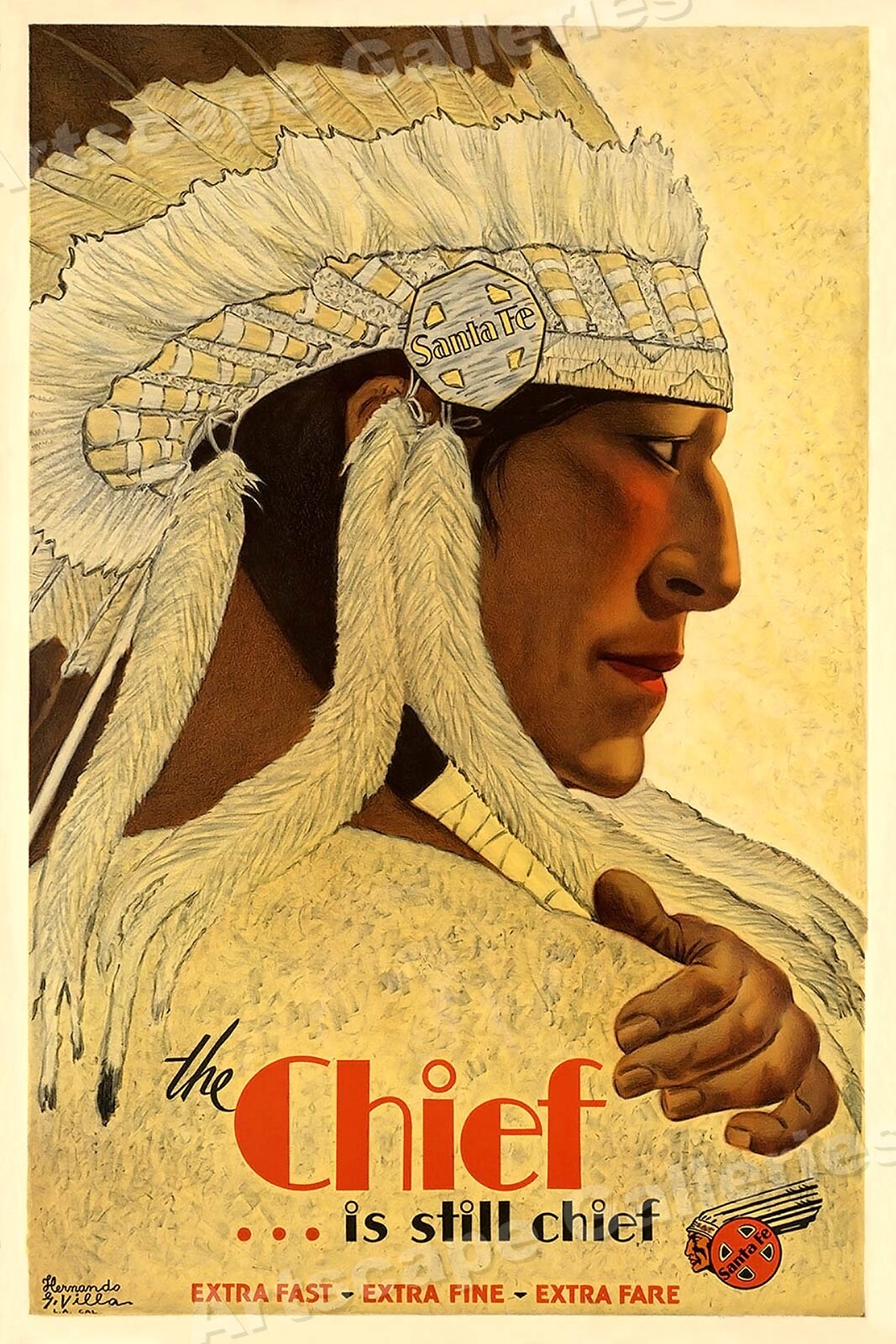1930s Santa Fe Railroad Vintage Style Travel Poster – 20×30