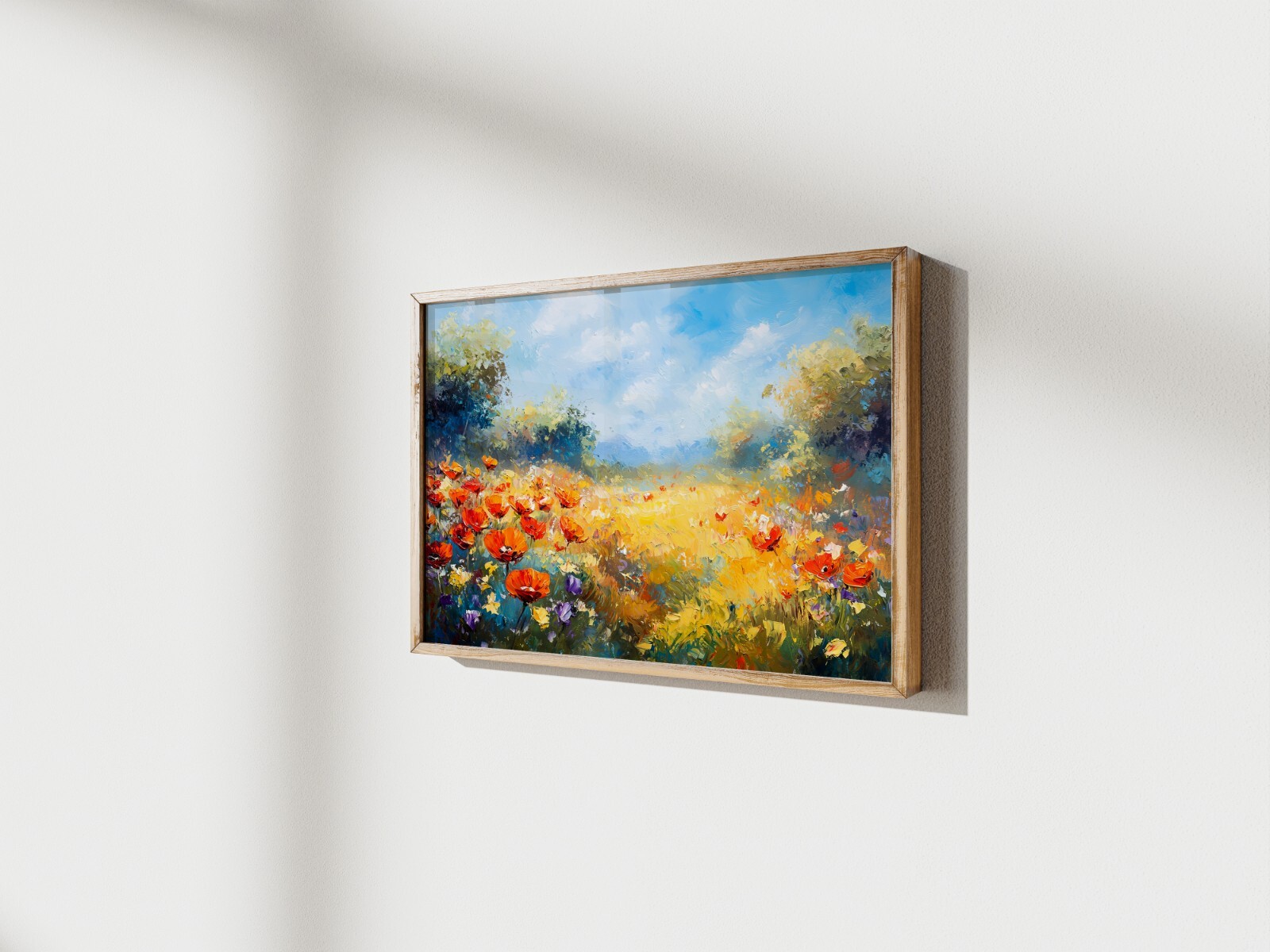 Sunlit Poppy Field 5″x7″ Print on Matte Paper | Radiant Nature Oil Artwork