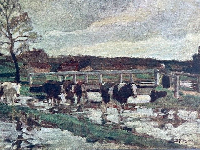 Original Antique c1915 Tipped-in Print The Ford Cattle by Bertram Priestman