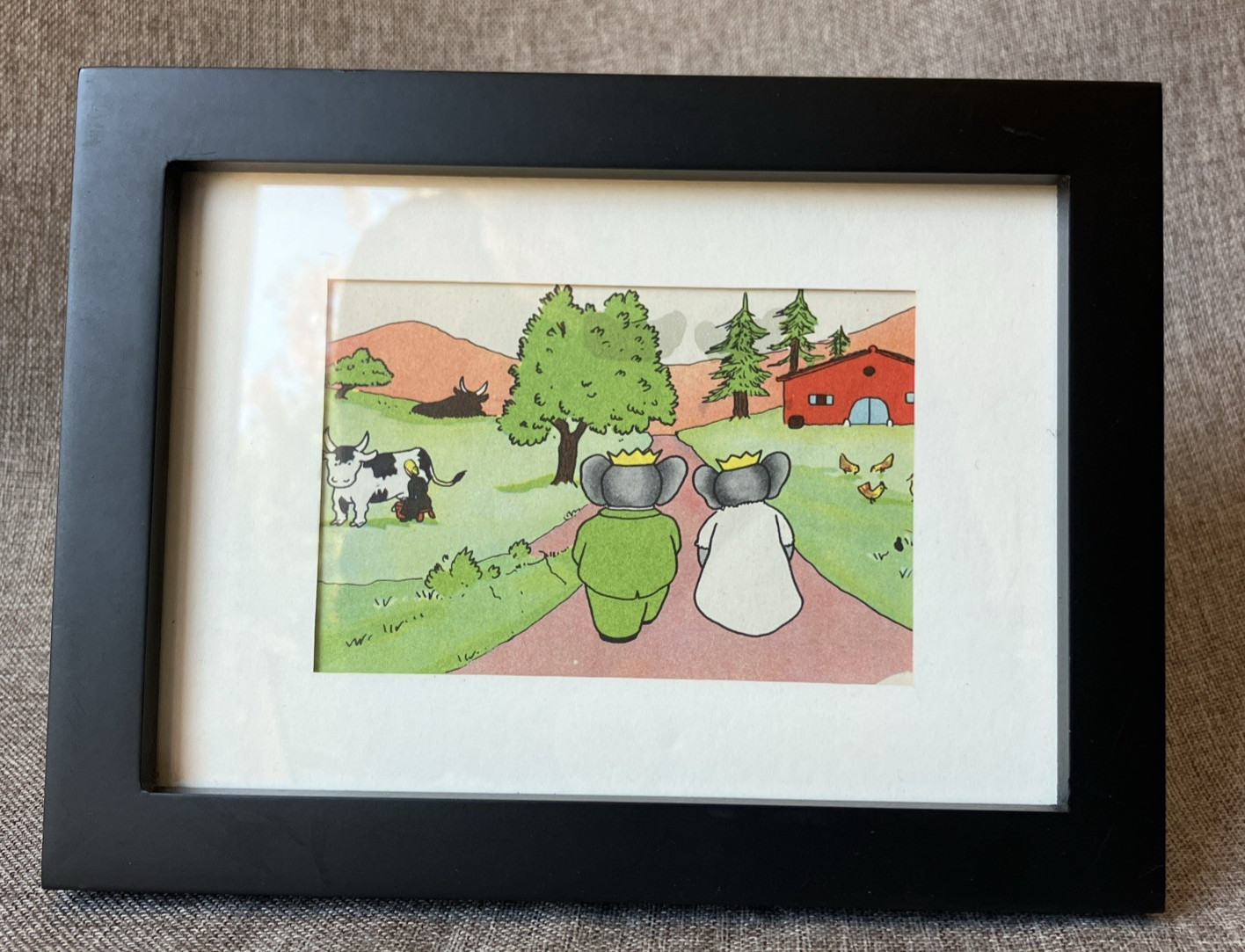 Babar, Original 1938 Ephemera, by Jean De Brunhoff , 6”x8” Framed