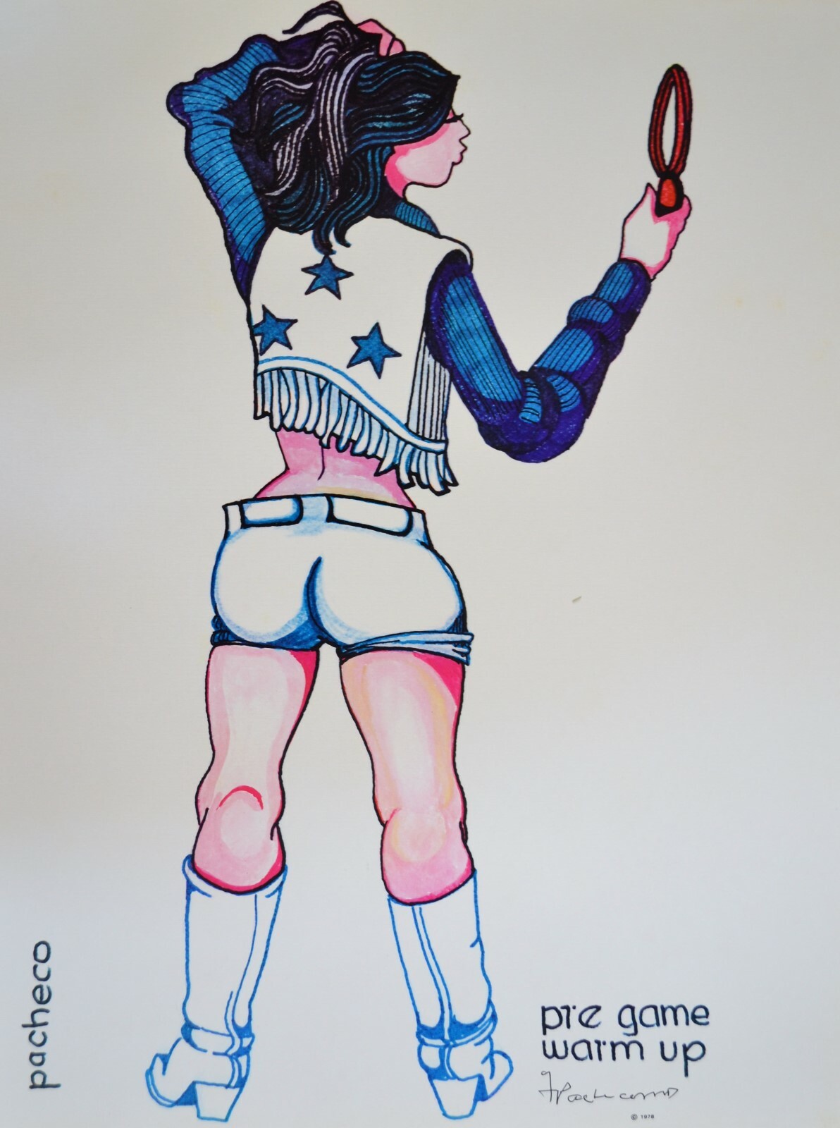 Ferdie Pacheco “Pre-Game Warm Up” Dallas Cowboys Cheerleader, Signed 20″ x 16″
