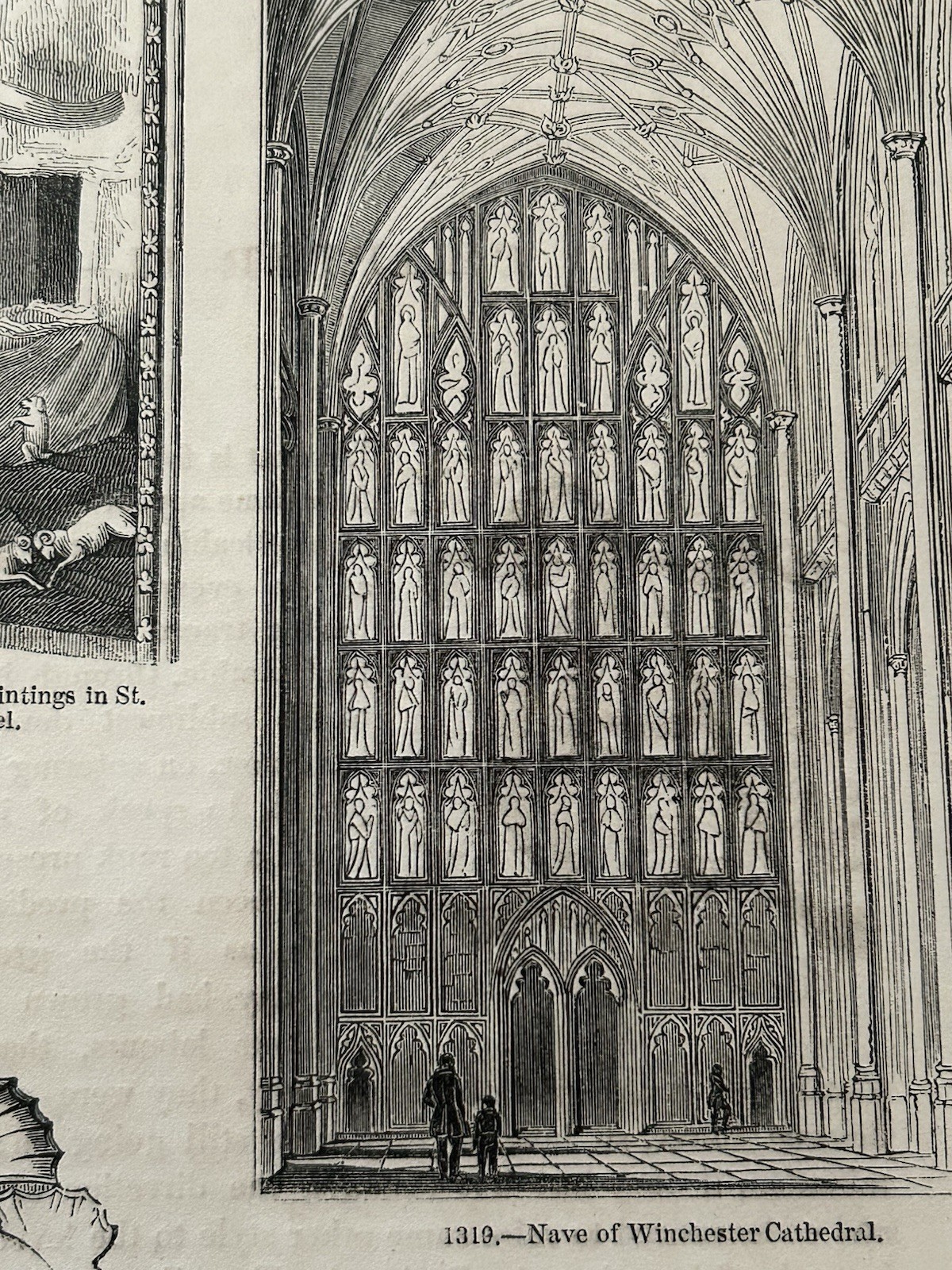 Antique Print Winchester Cathedral c1860s Engraving Lincoln Palace Architecture