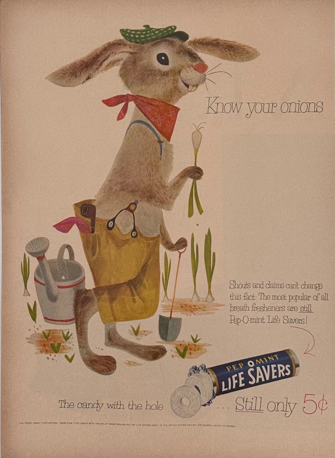 Original 1950s, Life Savers Candy Vintage Print Ad– Know your onions!