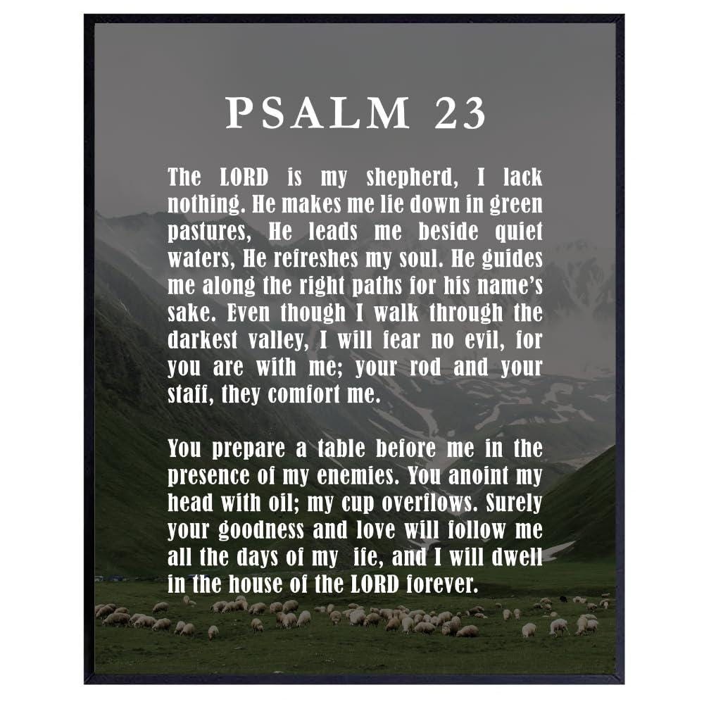 Psalm 23 Wall Art Poster, Inspirational Bible Verse Print, Christian Scripture