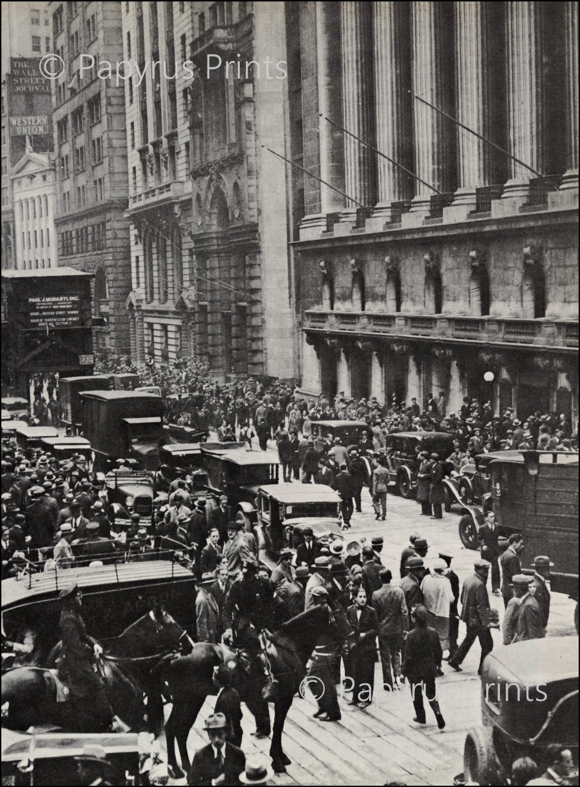 1974 Vintage Print 1929 Stock Market Crash Wall Street New York Cars People Bank