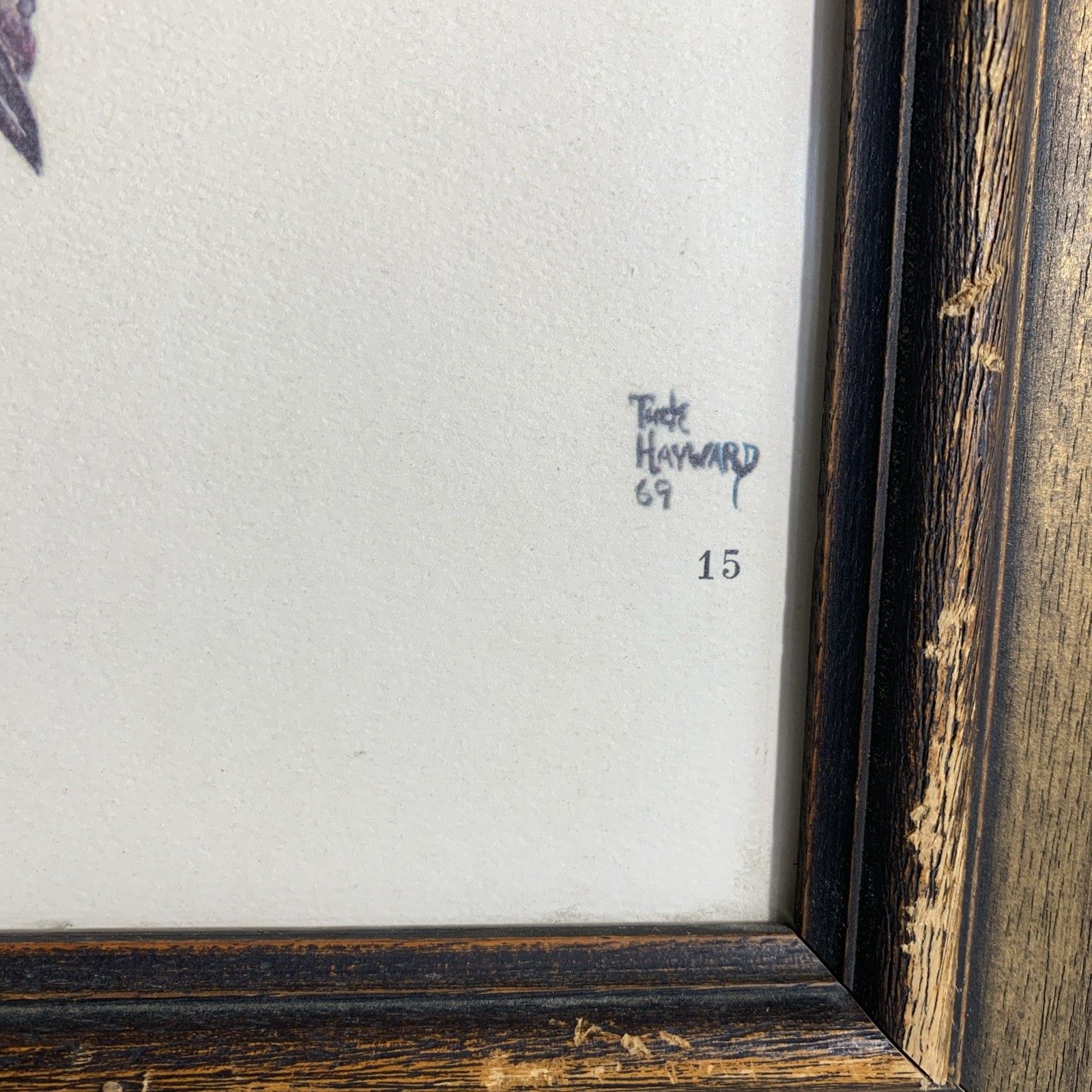 Vintage Framed Art Print Flying Ducks Birds Signed Tuck Hayward 1969 #15