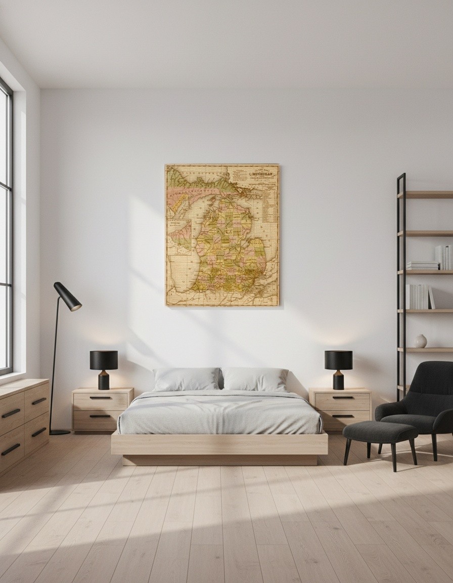 Vintage Maps – Michigan – Art Print on Paper or Canvas