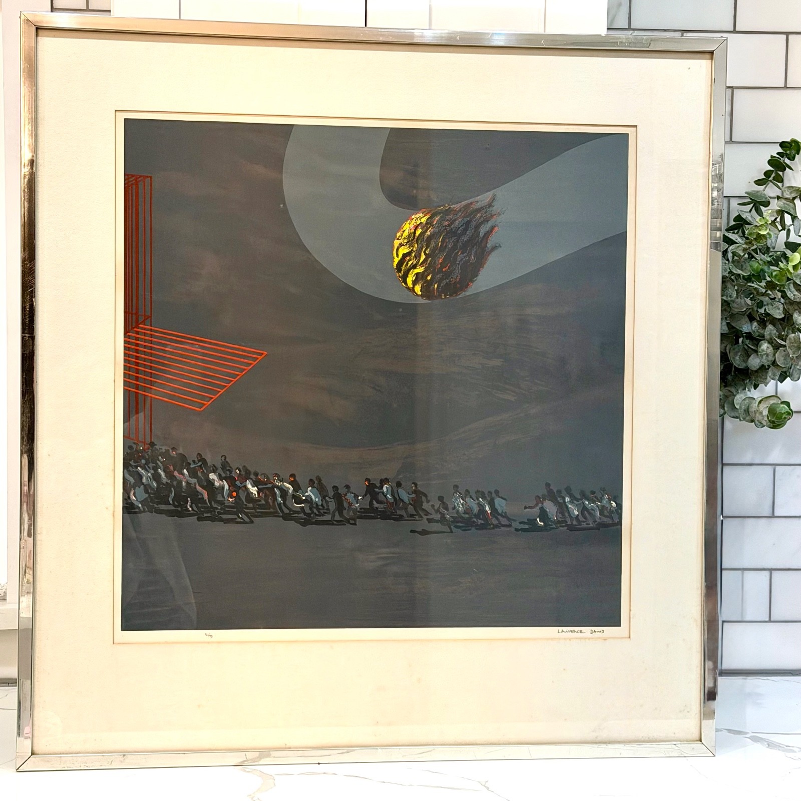 Lawrence Daws “The Cage” Signed Screenprint Omen Bird Series 1960s Abstract Art