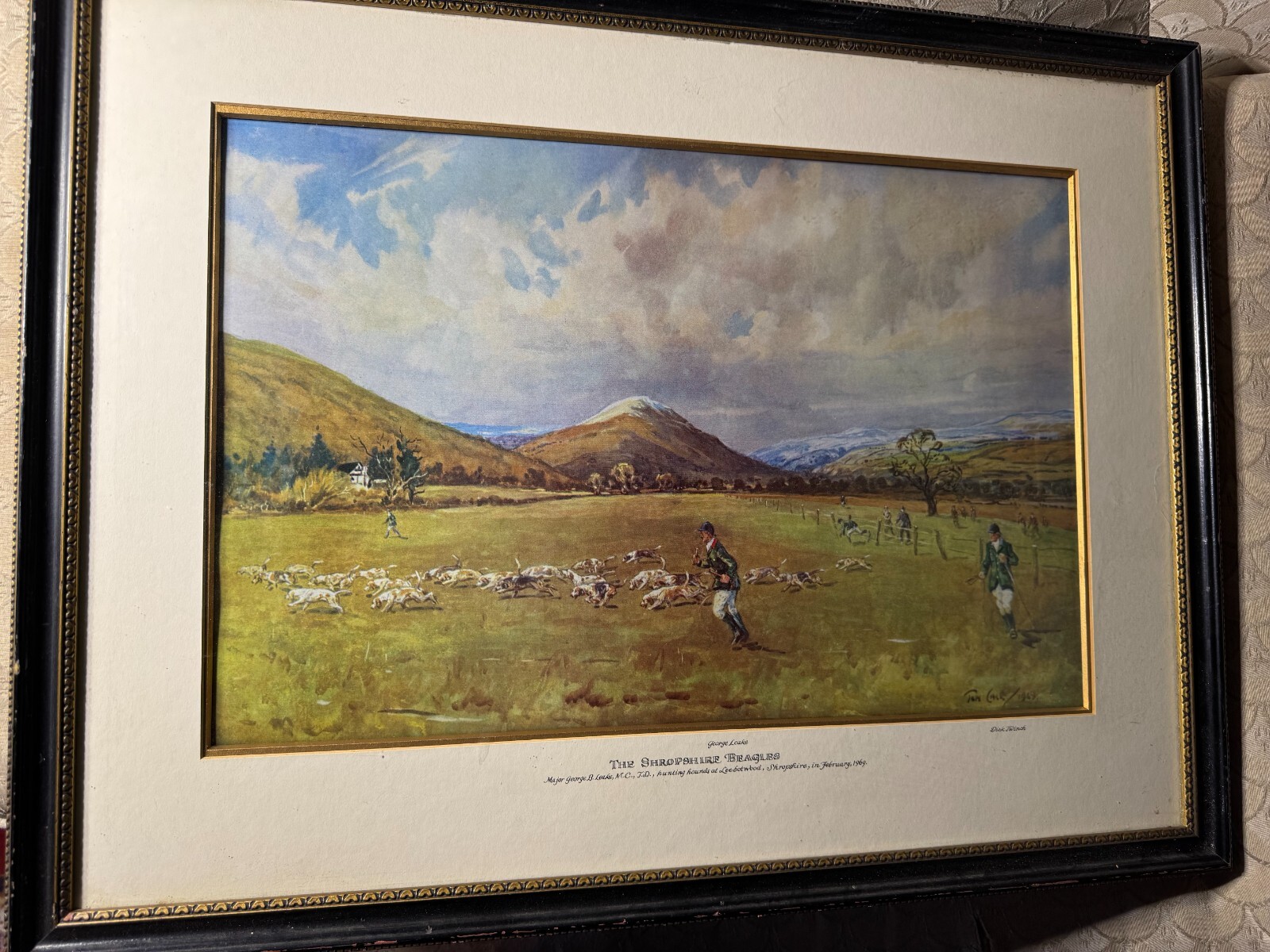 Tom Carr 1969 “The Shropshire Beagles” Color Lithograph -Plate Signed And Framed