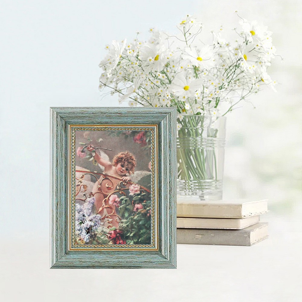 Cherub With Flowers By Makovsky Antique Image 4×6 Art Paper Print