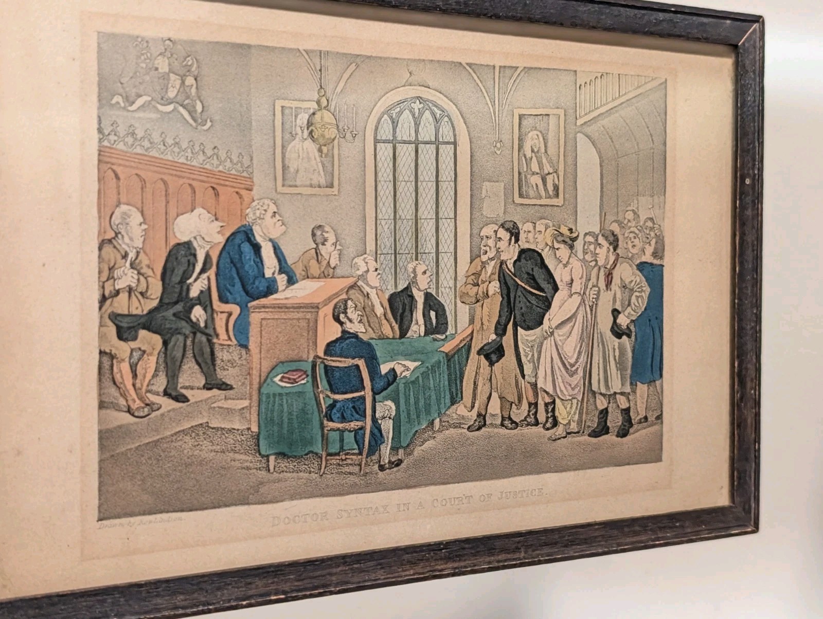 Pair of Antique 1820s Thomas Rowlandson Hand-Colored Etchings – Dr. Syntax Print