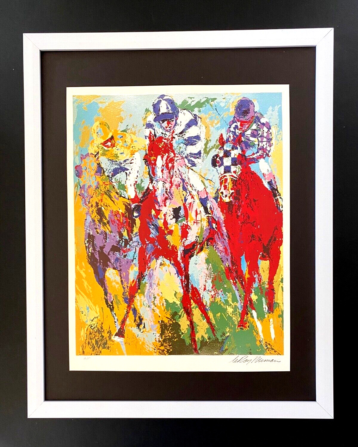 🔥 LEROY NEIMAN + HORSE RACING + CIRCA 1990’S + SIGNED PRINT FRAMED