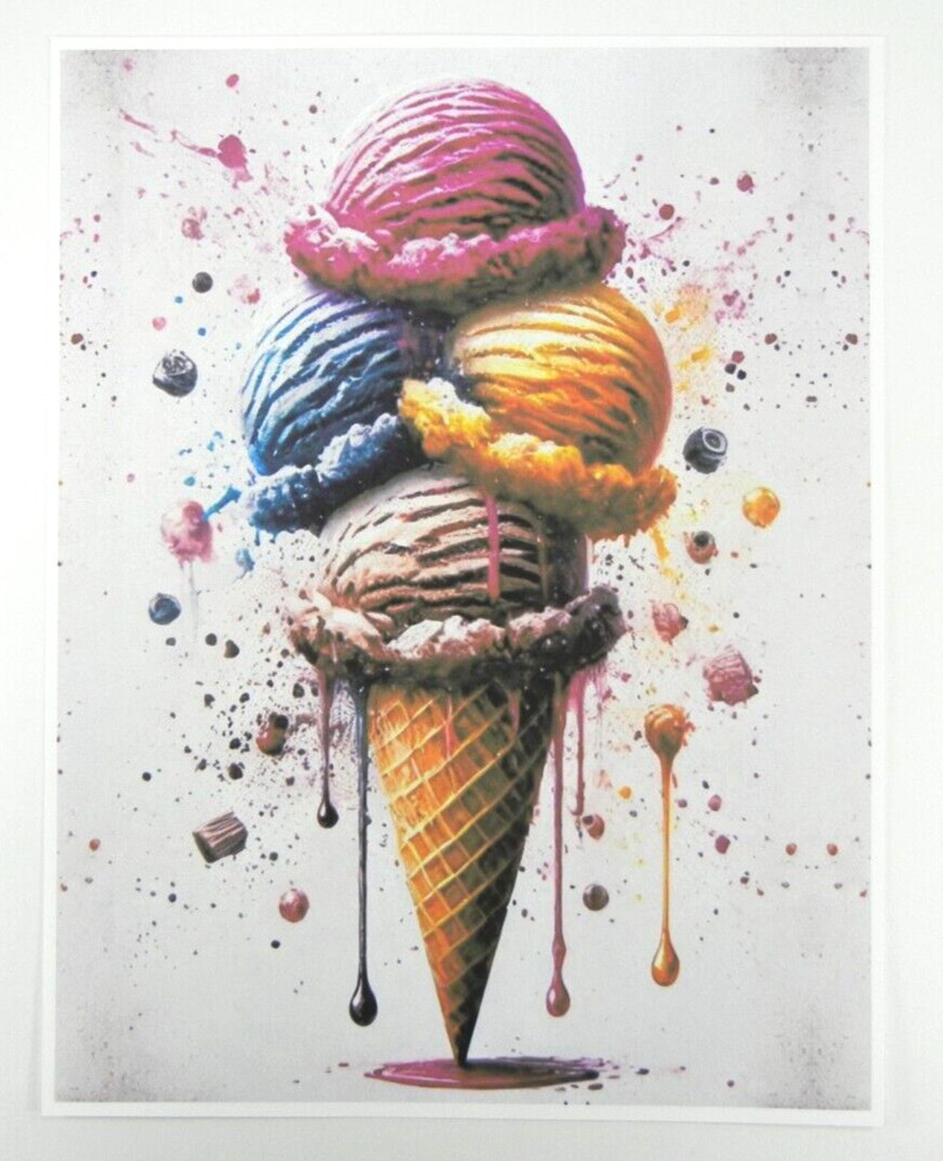 Ice Cream Splat Cone Fine Art Paper Matte Print 8.5″ x 11″