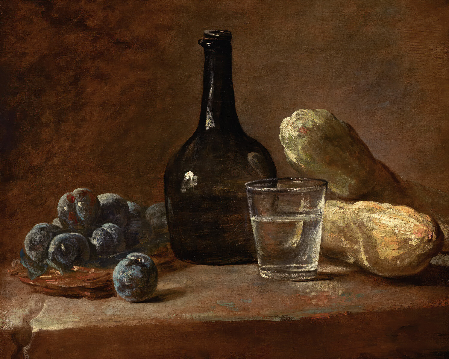 Baroque Still Life with Plums Moody Painting Giclee Print on Fine Art Paper