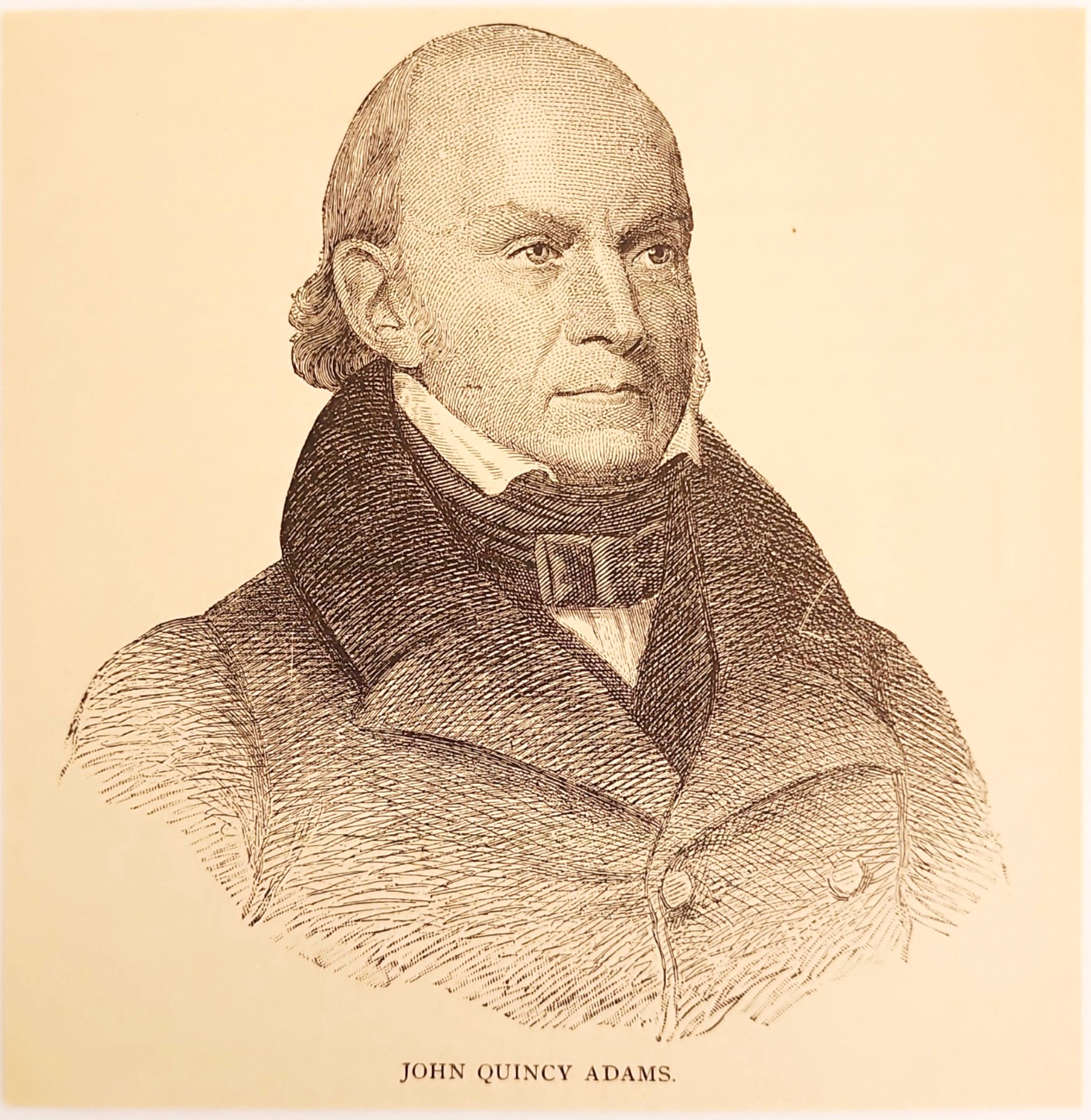 1886 John Quincy Adams Wood Engraving Presidential Portrait Victorian Ephemera