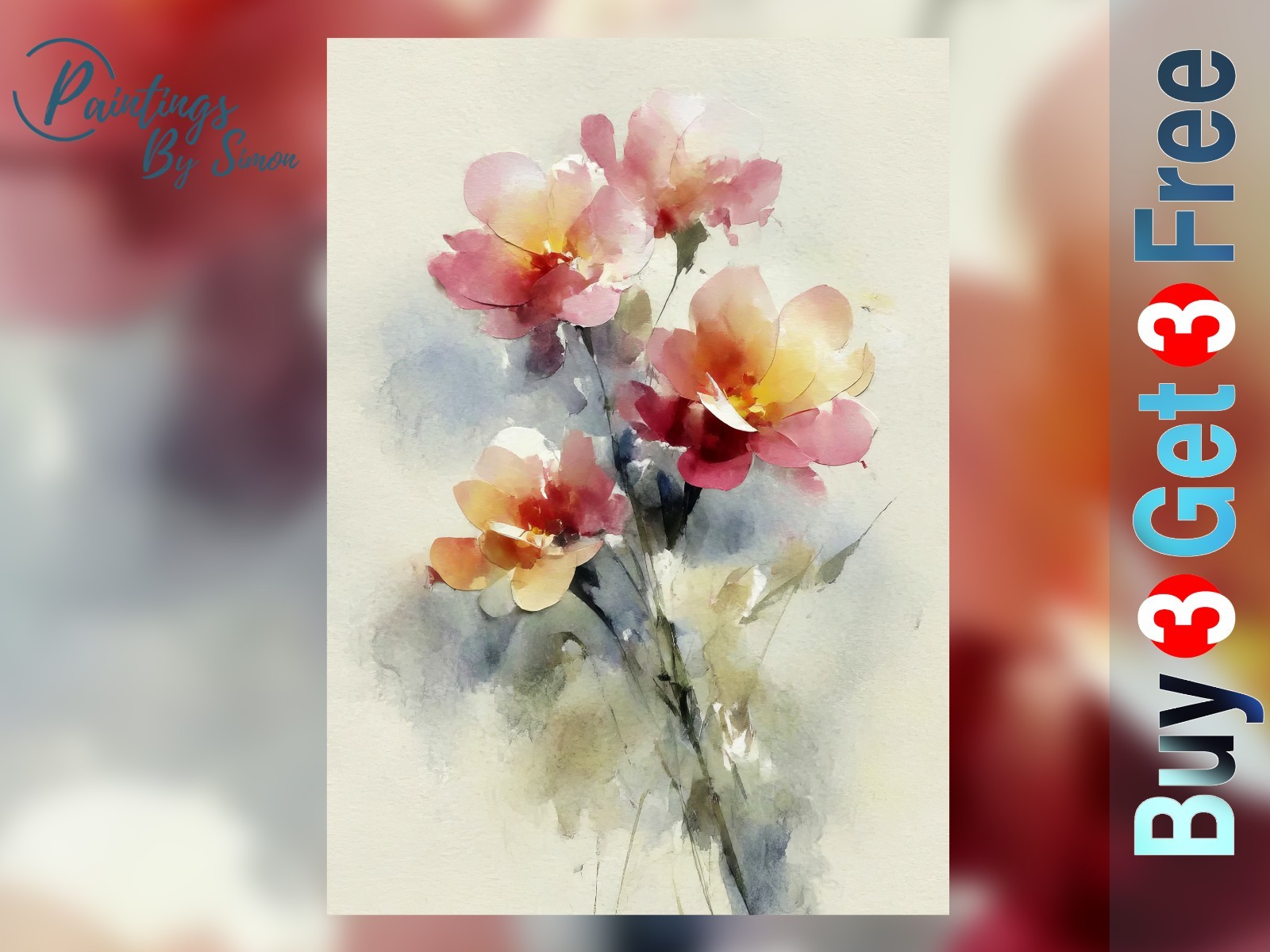 Pink Flowers 5″x7″ Print on Matte Paper | Soft Floral Wall Art