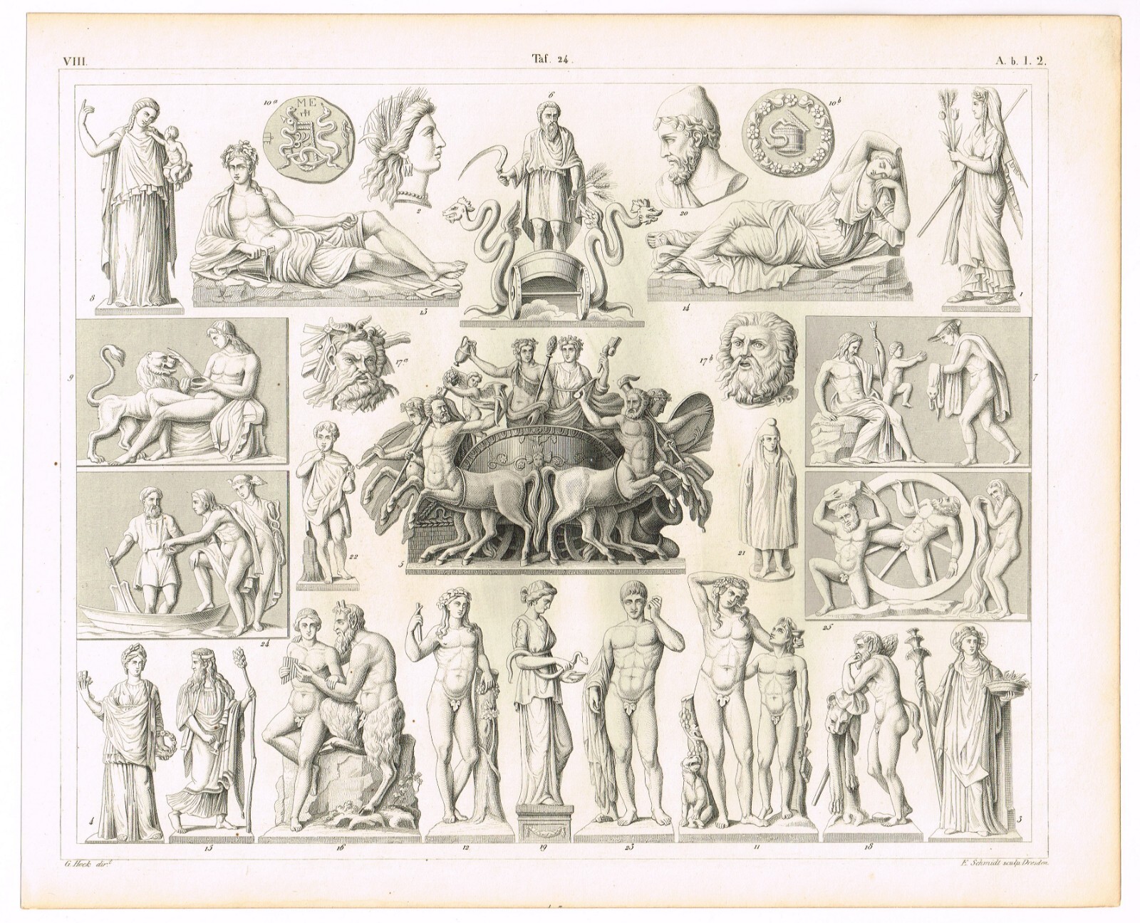 ANTIQUE PRINT VINTAGE 1851 ENGRAVING RELIGION MYTHOLOGICAL GODS & CHARACTERS 2