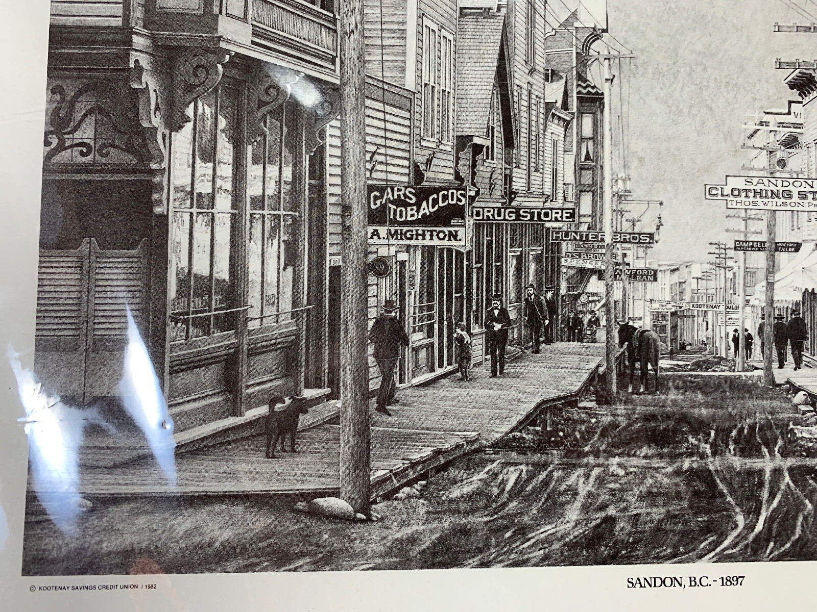 The Kootenay Collection “Sandon, B.C. 1897″ Pencil Drawing Print From 1982