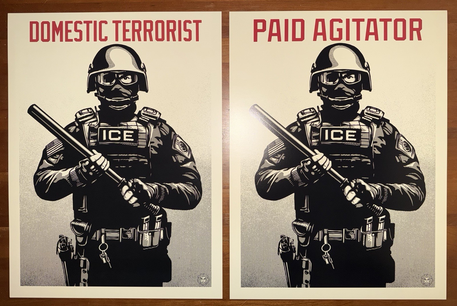 Paid Agitator Domestic Terrorist Both Posters ICE No Kings Obey Giant S Fairey