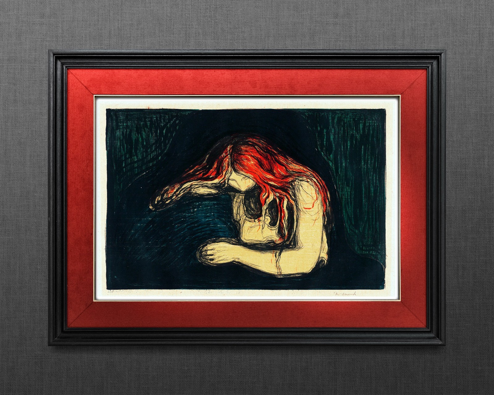 Love and Pain (The Vampire II) by Edvard Munch Vintage Fine Art Giclée Print