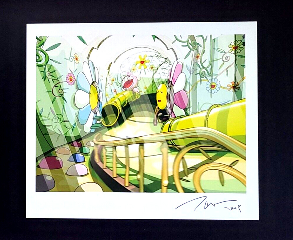 TAKASHI MURAKAMI + AWESOME SIGNED ART PRINT FROM JAPAN + WITH NEW FRAME 14x11in.