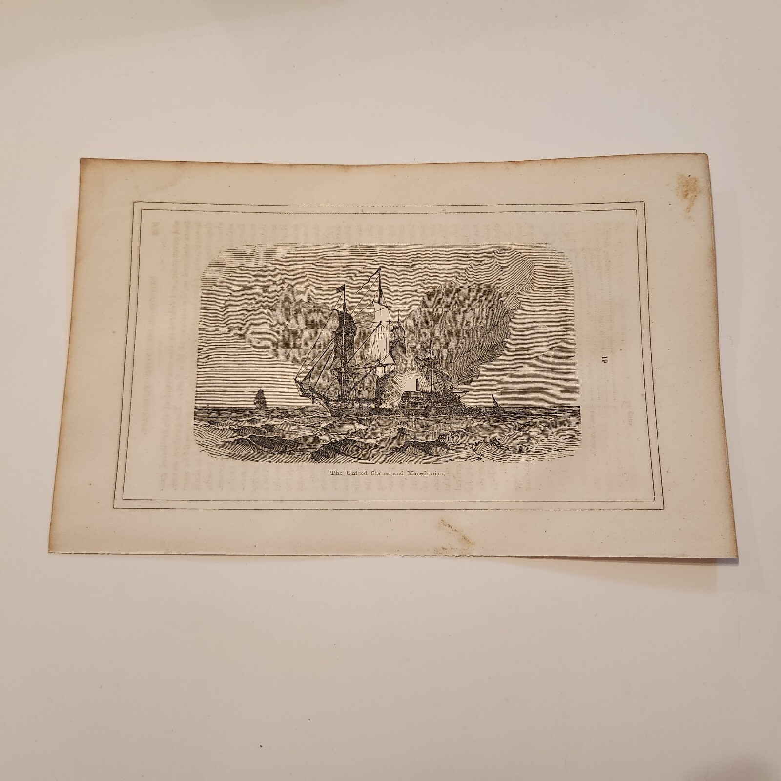 The United States And Macedonian Navy Battle c. 1853 Engraving (352)